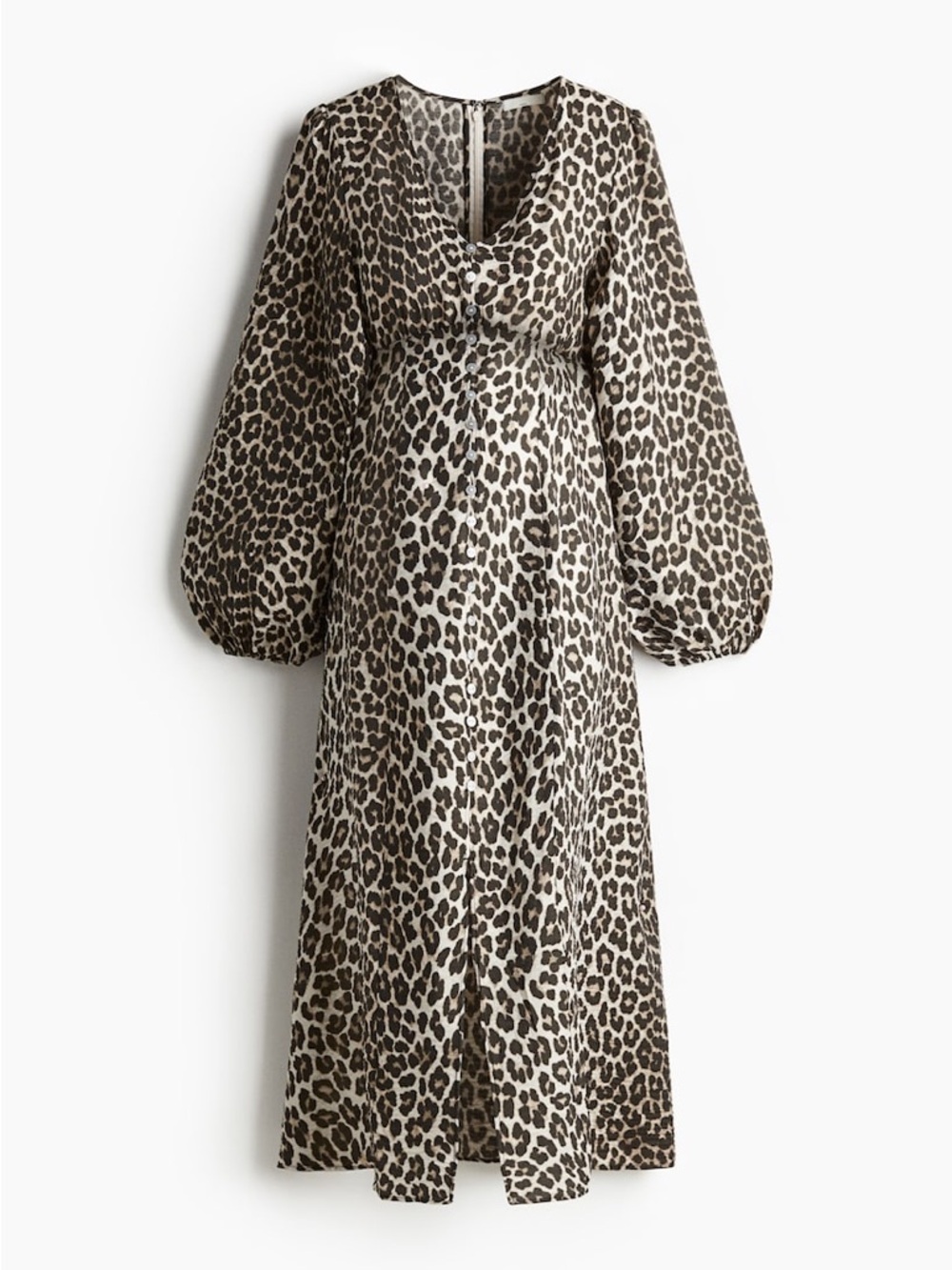 H&M MAMA Leopard Print Maternity Dress Long Sleeve Button Front NWT S